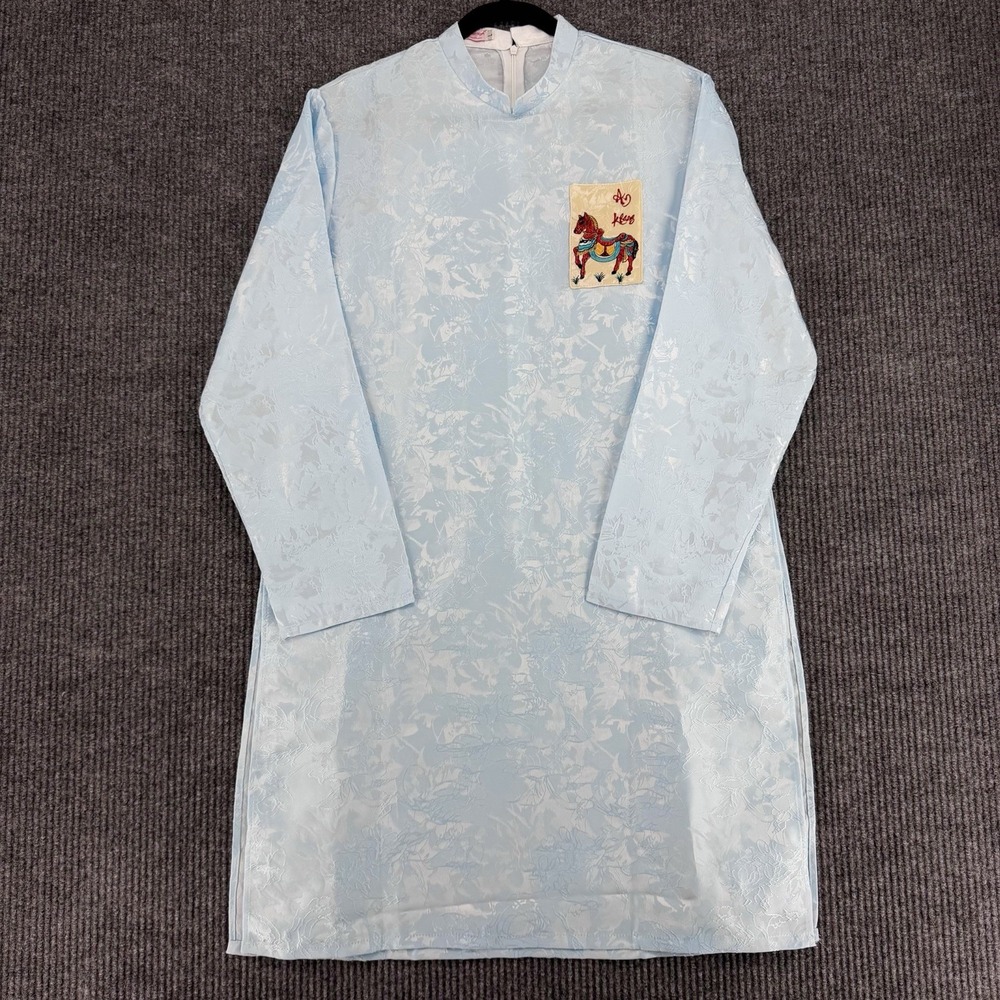 Mens Ao Dai Tunic Shirt Jacquard Satin Feel Magnificent Horse Embroidered Long L